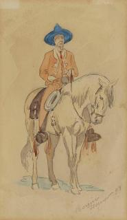 Edward Borein - Vaquero Roping Steer and Vaquero on Horseback (a group of two)