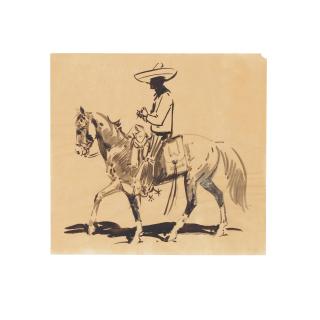 Edward Borein - Vaqueros on Horseback and Steers (a group of six)