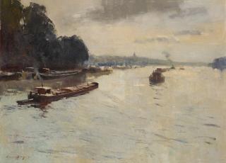 Edward Brian Seago, R.W.S. - Traffic on the Seine, Conflans