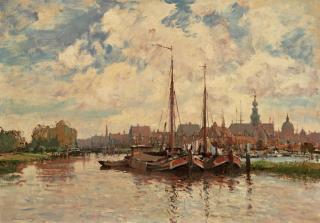 Edward Brian Seago - Two Barges at Hoorn, Holland