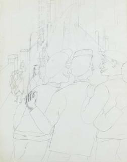 Edward Burra - Figures in a street