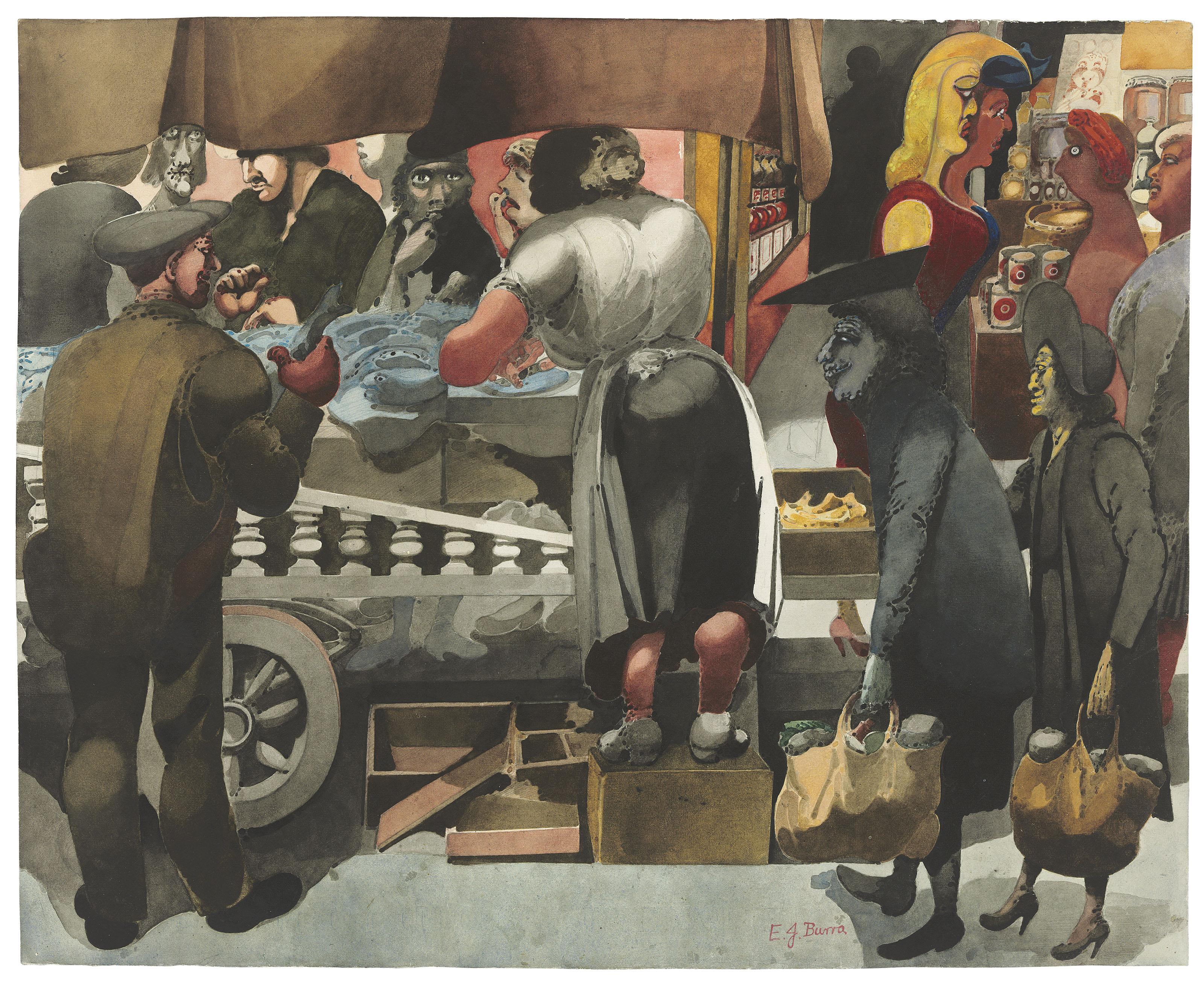 Edward Burra - Fish Stall, Glasgow