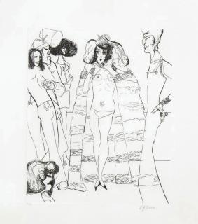 Edward Burra - Nude figure with Friends