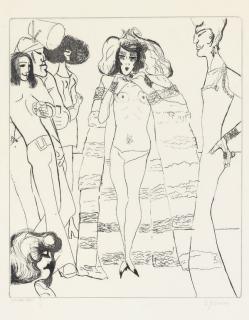 Edward Burra - Nude Figure with Friends
