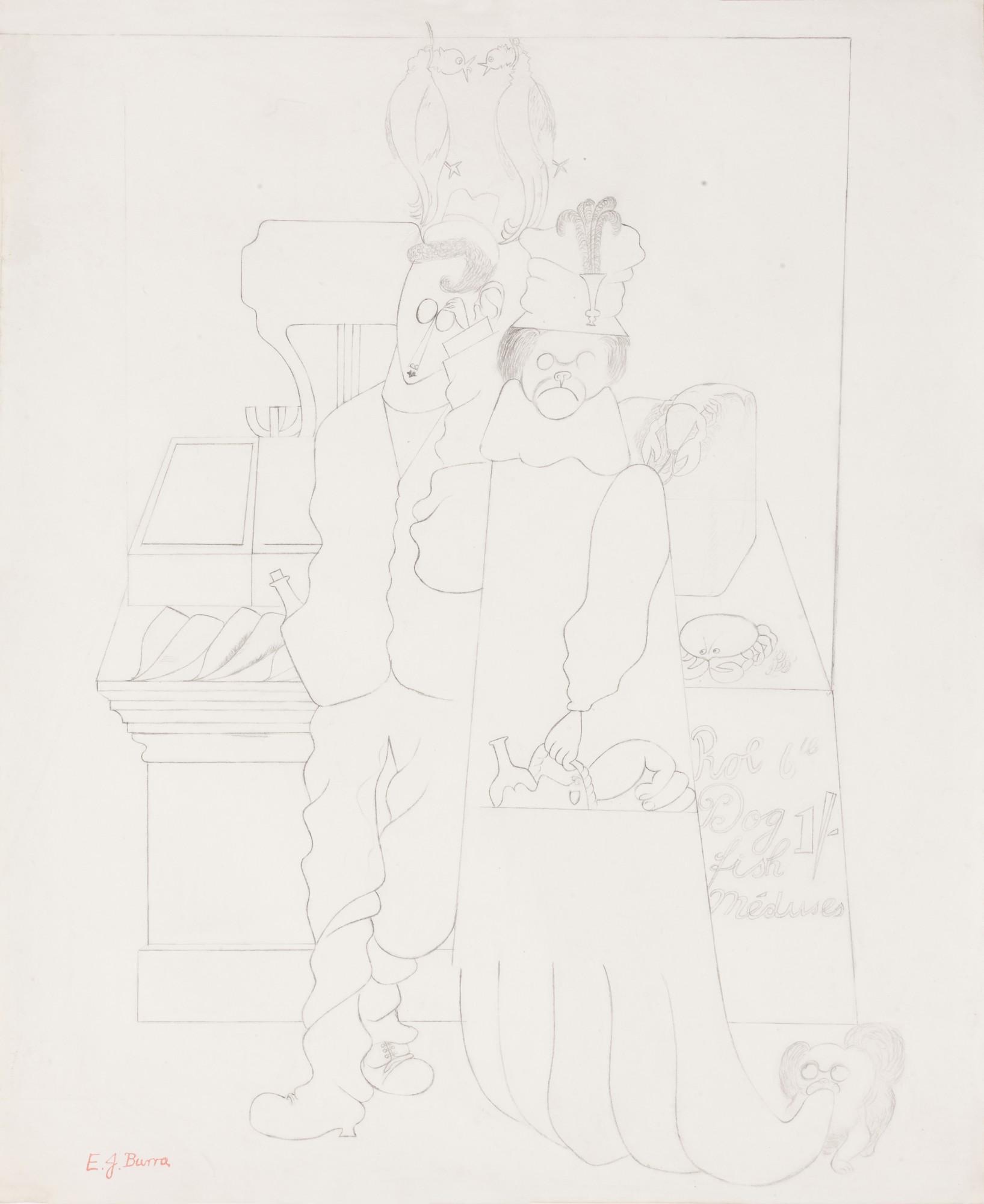 Edward Burra - Two Figures At Fish Stall