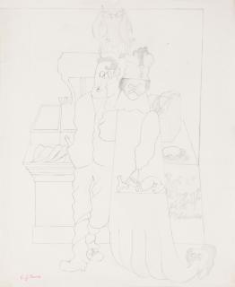 Edward Burra - Two Figures At Fish Stall