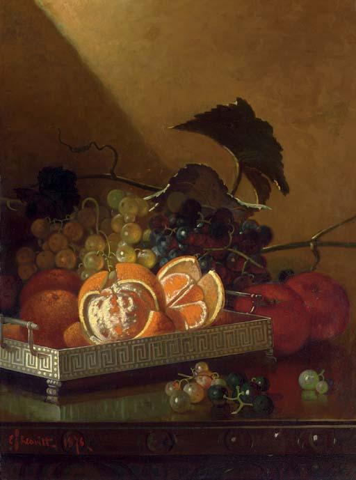 Edward Chalmers Leavitt - Still Life with Oranges, Grapes and Apples