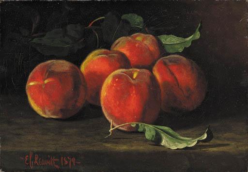 Edward Chalmers Leavitt - Table Top Still Life Of Peaches