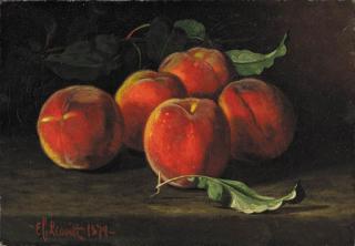 Edward Chalmers Leavitt - Table Top Still Life Of Peaches