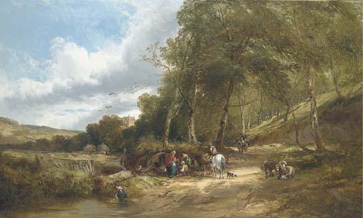 Edward Charles Williams - A gypsy encampment in a wooded landscape
