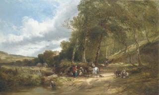 Edward Charles Williams - A gypsy encampment in a wooded landscape
