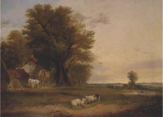 Edward Charles Williams - Sheep And Cattle In A Summer Landscape