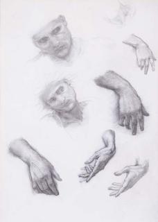 Edward Coley Burne-Jones - Studies for the figure of Merlin: The beguiling of Merlin