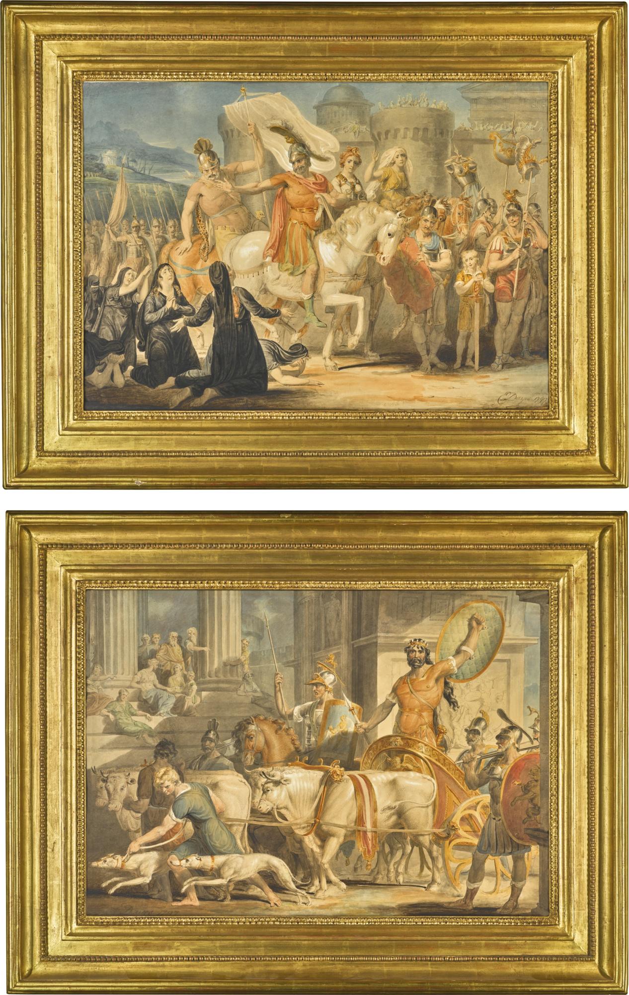 Edward Dayes - Lycurgus Entering Athens; Theseus\'S Approach To Athens