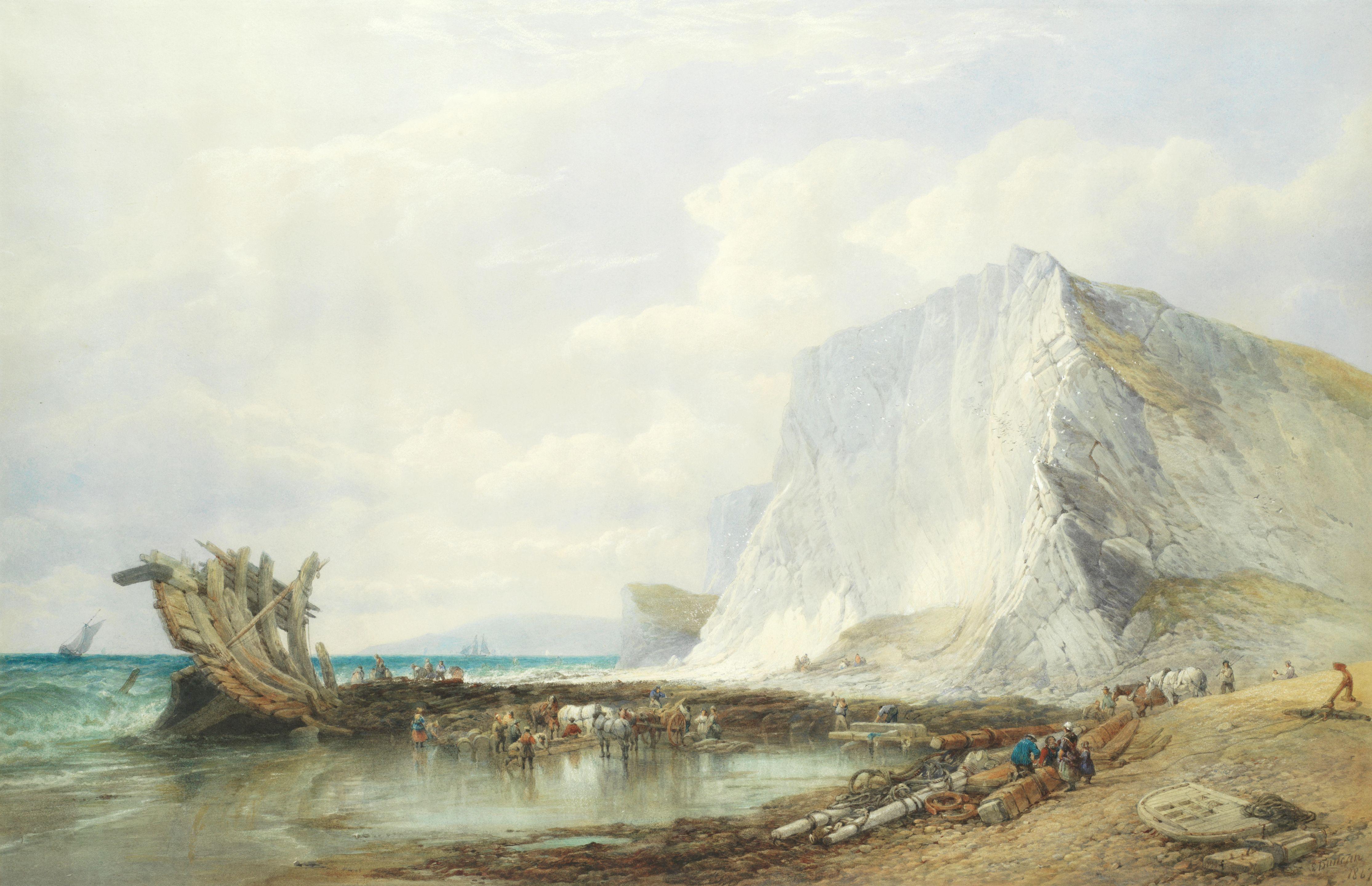 Edward Duncan, R.W.S. - Culver Cliffs, After The Wreck