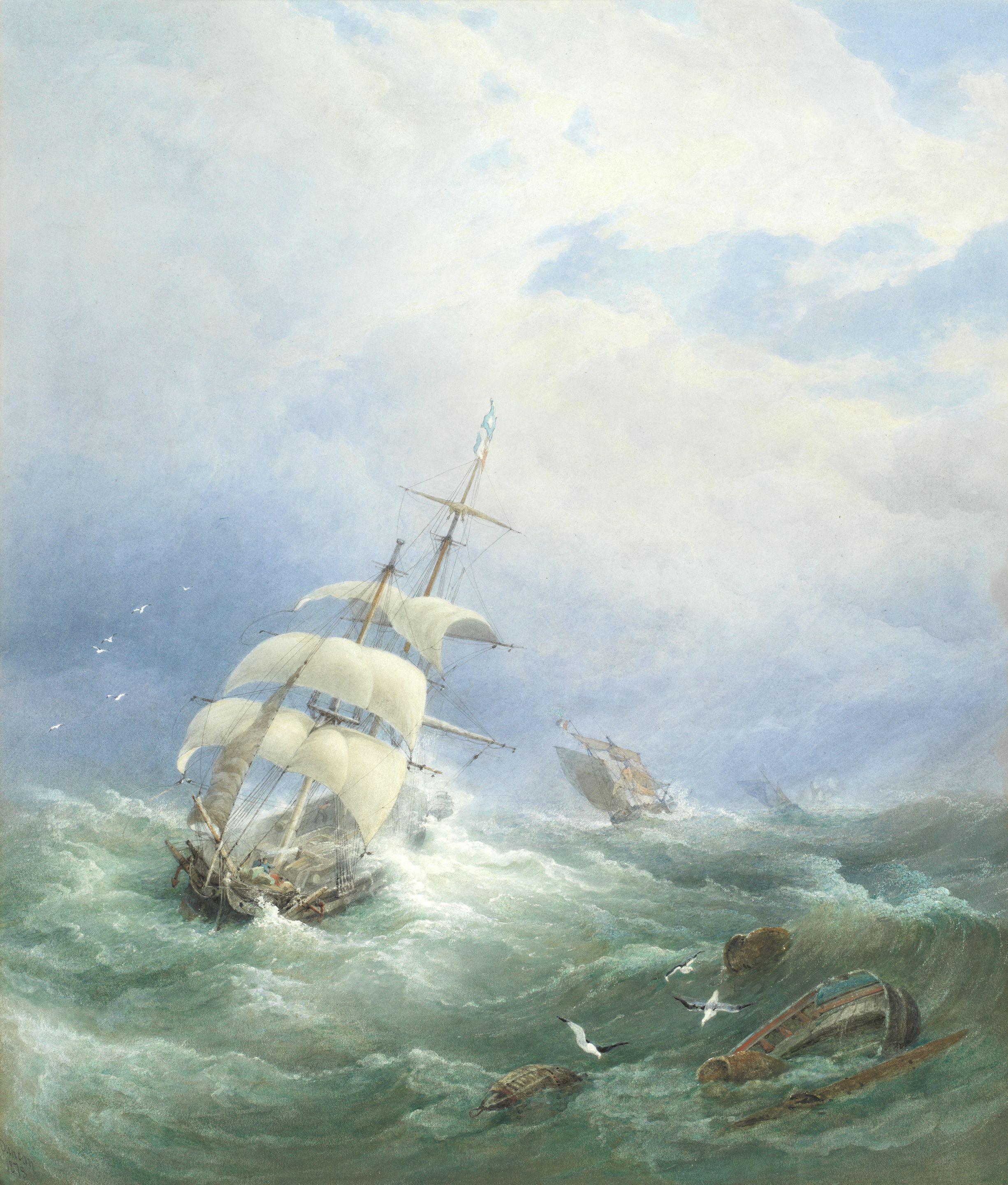 Edward Duncan, R.W.S. - Ships In A Heavy Swell