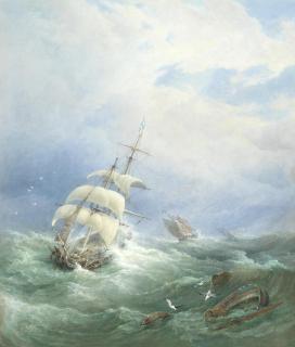 Edward Duncan, R.W.S. - Ships In A Heavy Swell