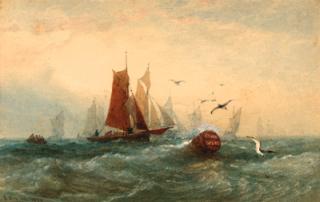 Edward Duncan - Barges racing towards the Grain Spit buoy