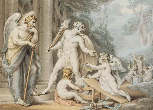 Edward Francis Burney - Apollo in Vulcan\'s forge