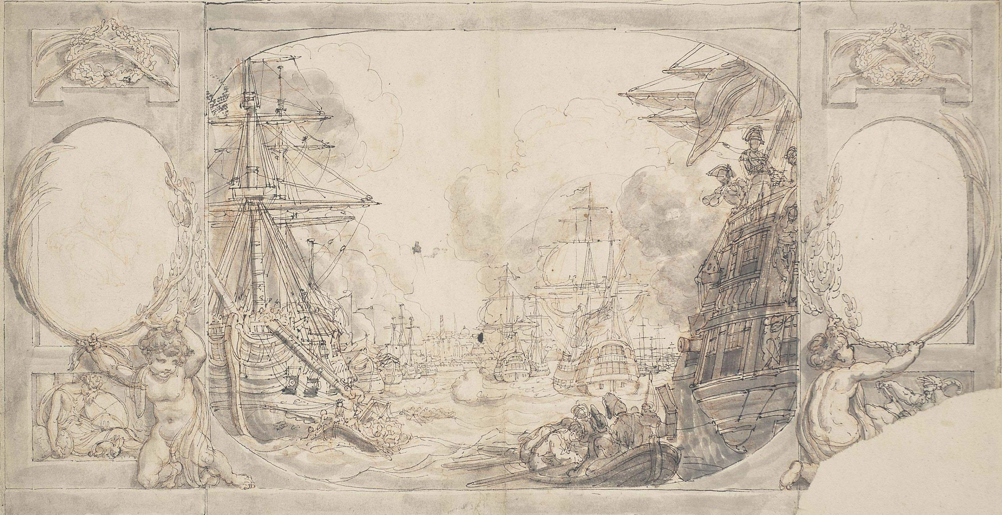 Edward Francis Burney - Study for the \'Attack on Copenhagen\'