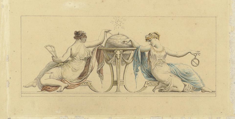 Edward Francis Burney - Two decorative neoclassical designs with Muses