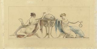 Edward Francis Burney - Two decorative neoclassical designs with Muses