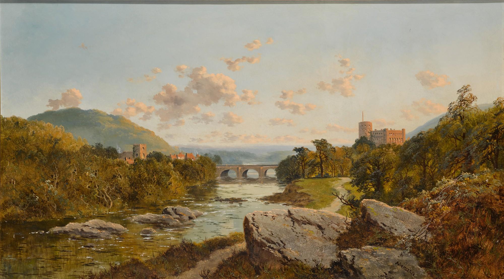 Edward H. Niemann - A Landscape With Richmond Castle On The River Swale, Yorkshire