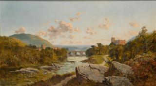 Edward H. Niemann - A Landscape With Richmond Castle On The River Swale, Yorkshire