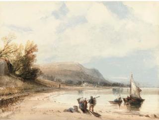 Edward Hargitt, R.I. - Fisherfolk gossiping on the foreshore