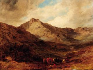 Edward Hargitt, R.I. - Highland cattle in a mountainous landscape