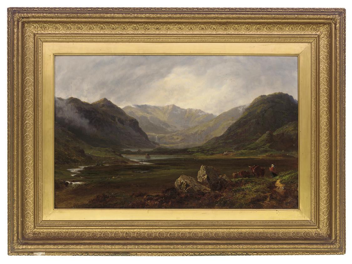 Edward Hargitt - A Figure And Cattle In An Extensive Highland Landscape