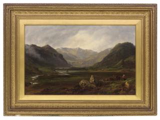 Edward Hargitt - A Figure And Cattle In An Extensive Highland Landscape