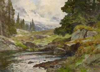 Edward Harrison Compton - Bachlauf im Gebirge.