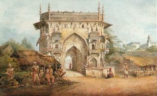 Edward Hawke Locker - Views of Ghazipur and Lucknow including; The gateway to the Chalis Satun (illustrated); The Naubat Khana of the Chalis Satun; The Panch Mahal; and The bridge over the river Gumti