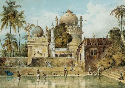 Edward Hawke Locker - Views of southern India including; St. Thomé Chapel, Madras; View on the road from St. Thomé Chapel to Brodie Castle; and Muslim buildings near Madras (illustrated)