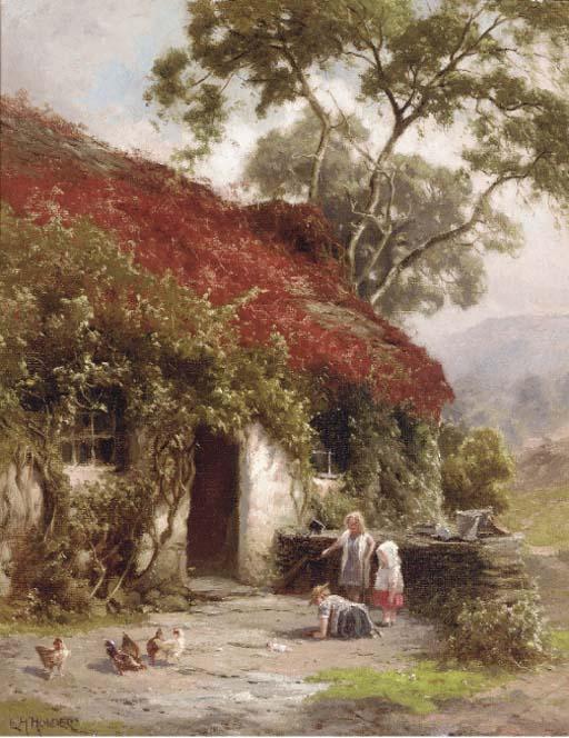 Edward Henry Holder - A game outside the cottage
