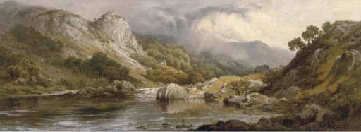 Edward Henry Holder - Anglers on a riverbank, said to be on the Conway, North Wales