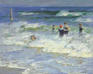 Edward Henry Potthast - Playing in the Surf