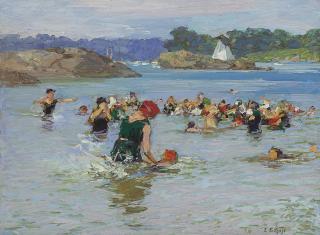 Edward Henry Potthast - The Swimming Lesson