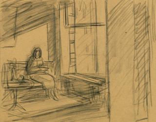 Edward Hopper - Interior (Study for \'Hotel by a Railroad\')
