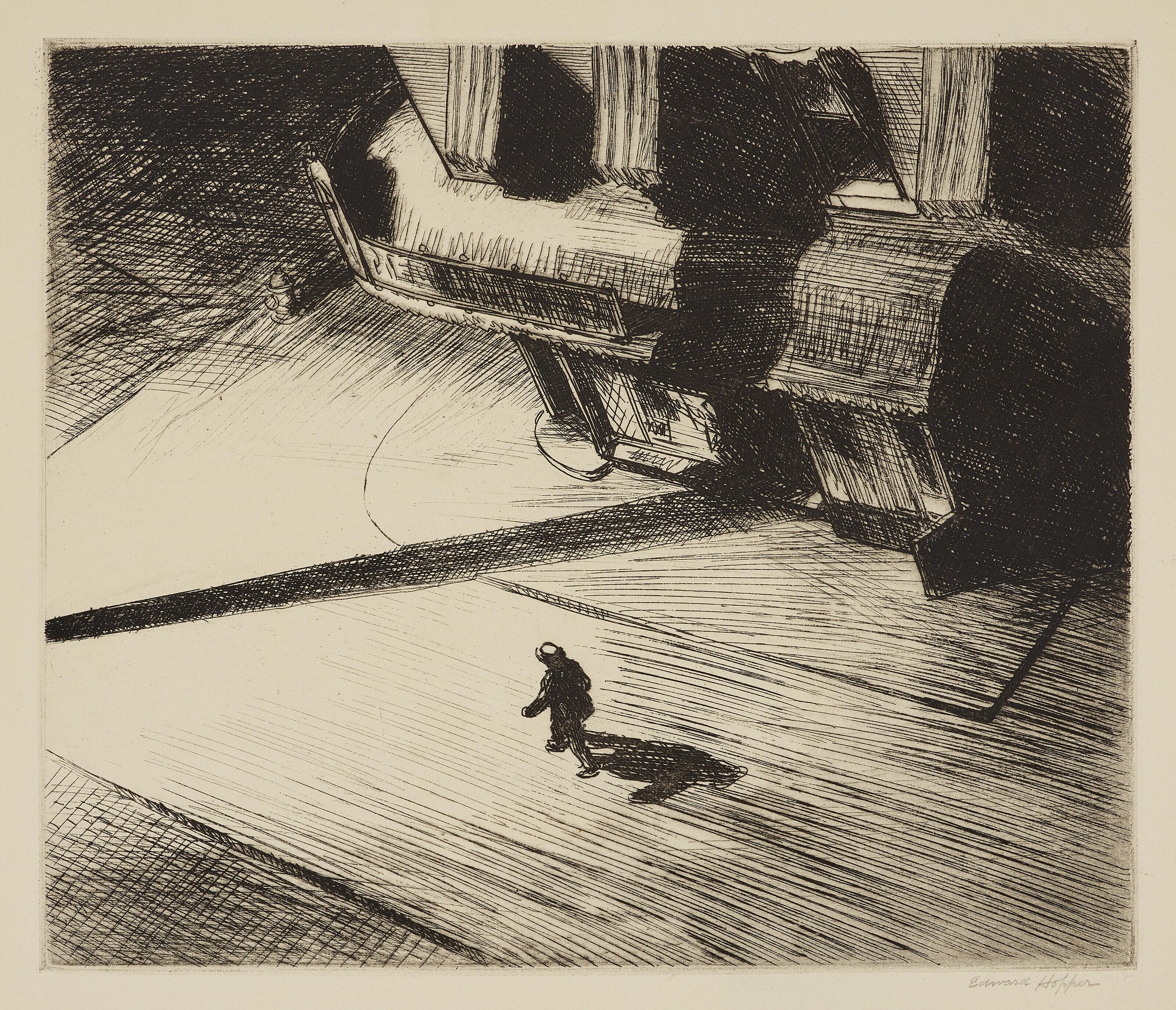 Edward Hopper - Night Shadows, from Six American Etchings (Series I)