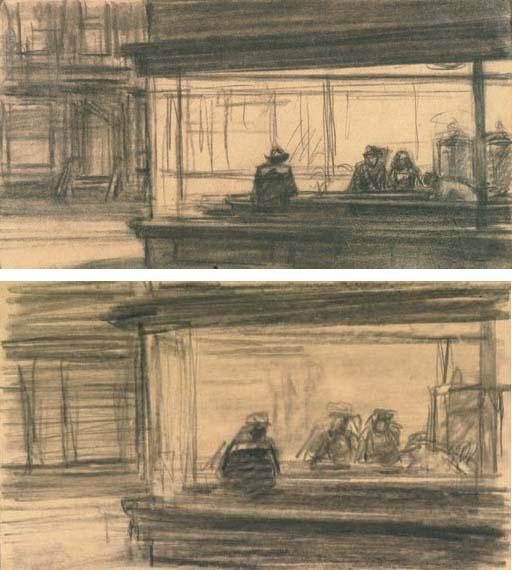 Edward Hopper - Studies for Nighthawks: A Pair of Drawings