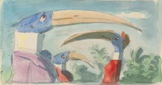 Edward Jeffrey Irving Ardizonne - The watchers (recto) (illustrated) and a church tower (verso)