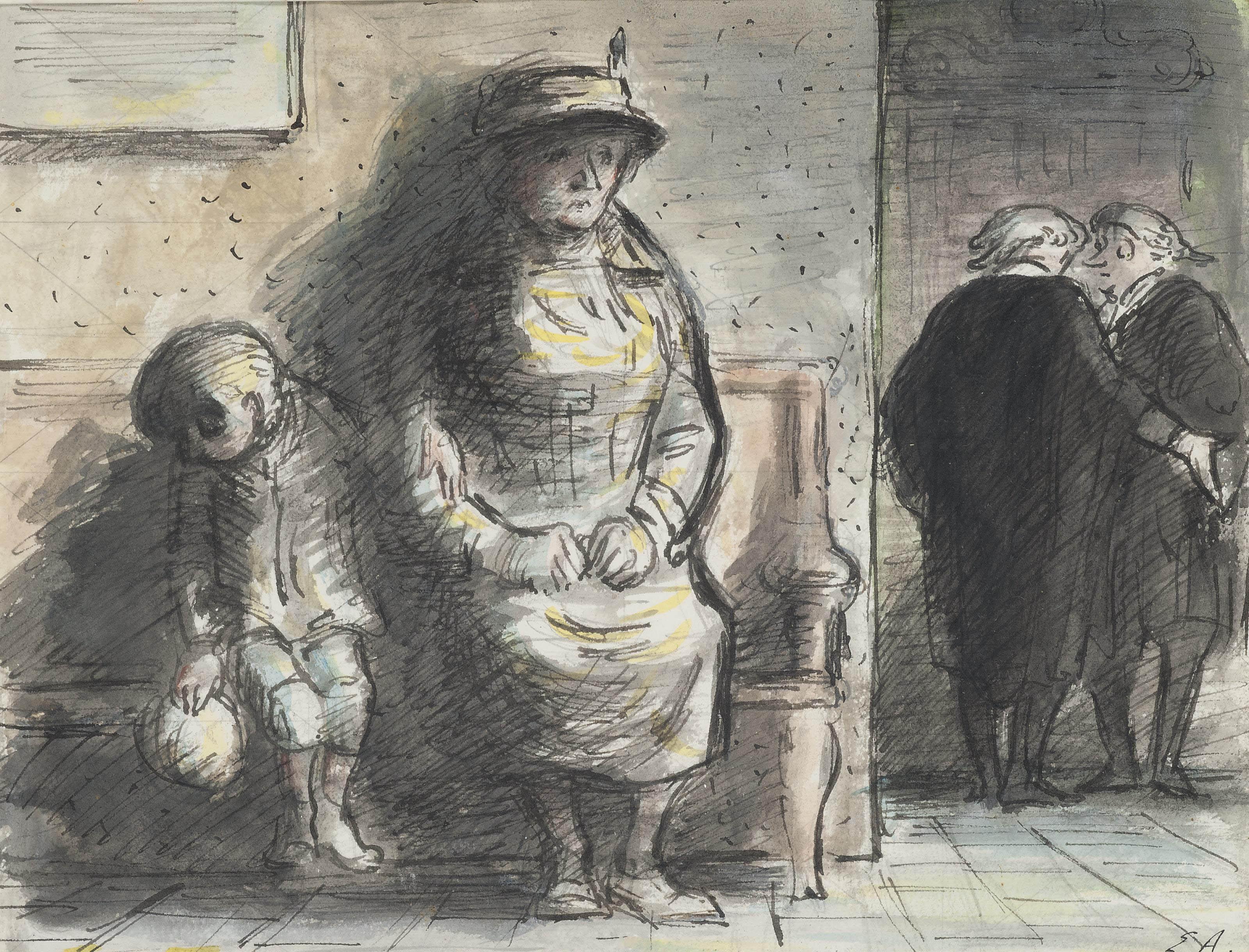 Edward Jeffrey Irving Ardizzone, R.A. - Waiting for the verdict