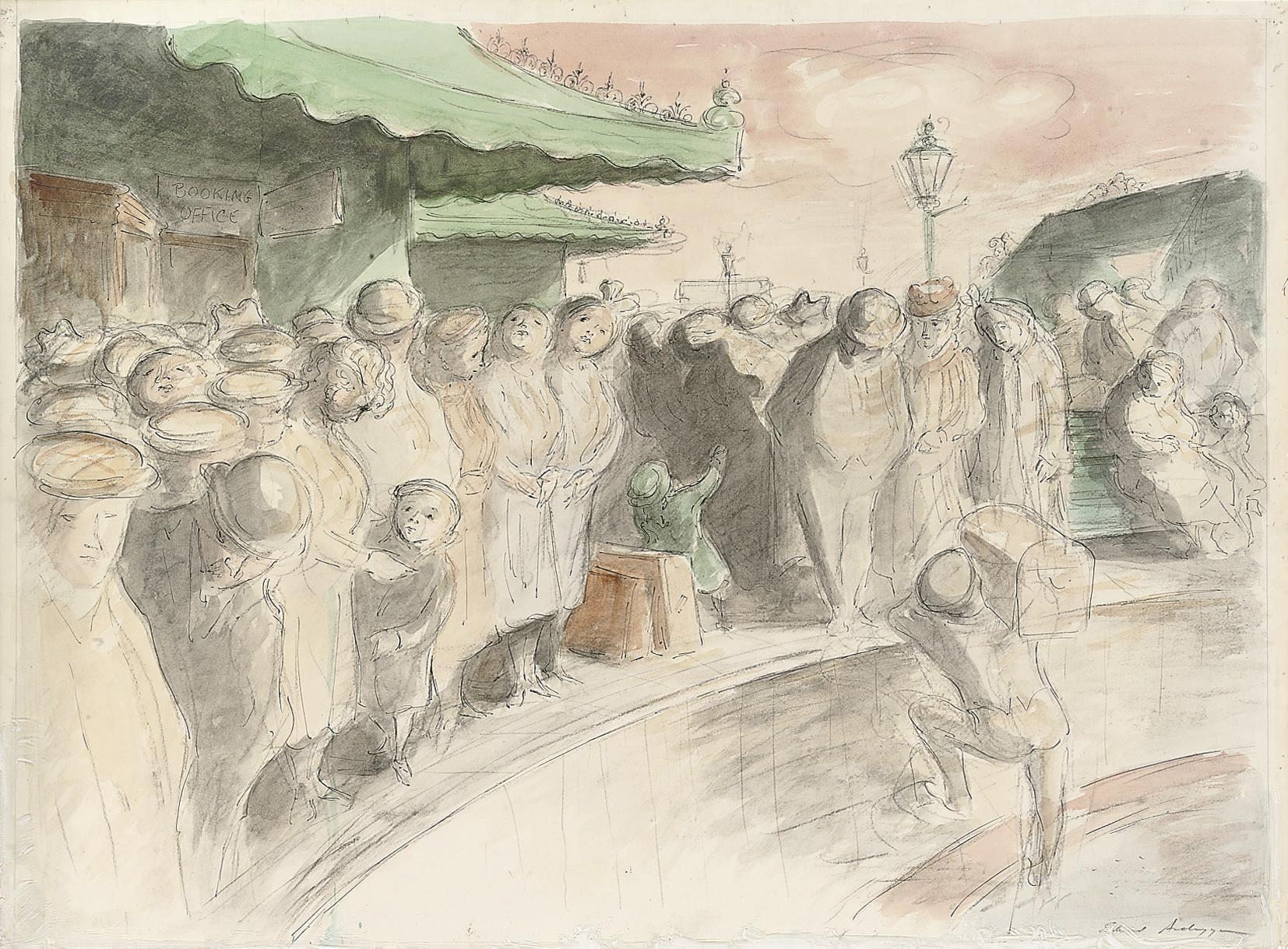 Edward Jeffrey Irving Ardizzone - The Railway Station: a design for J.Lyons & Co.