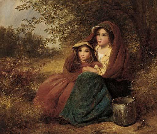 Edward John Cobbett, R.B.A. - Sheltering from the rain