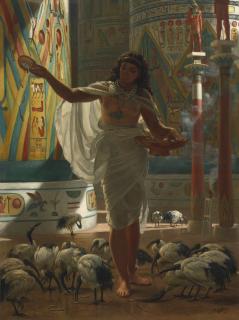 Edward John Poynter - British feeding The Sacred Ibis In The Halls Of Karnac