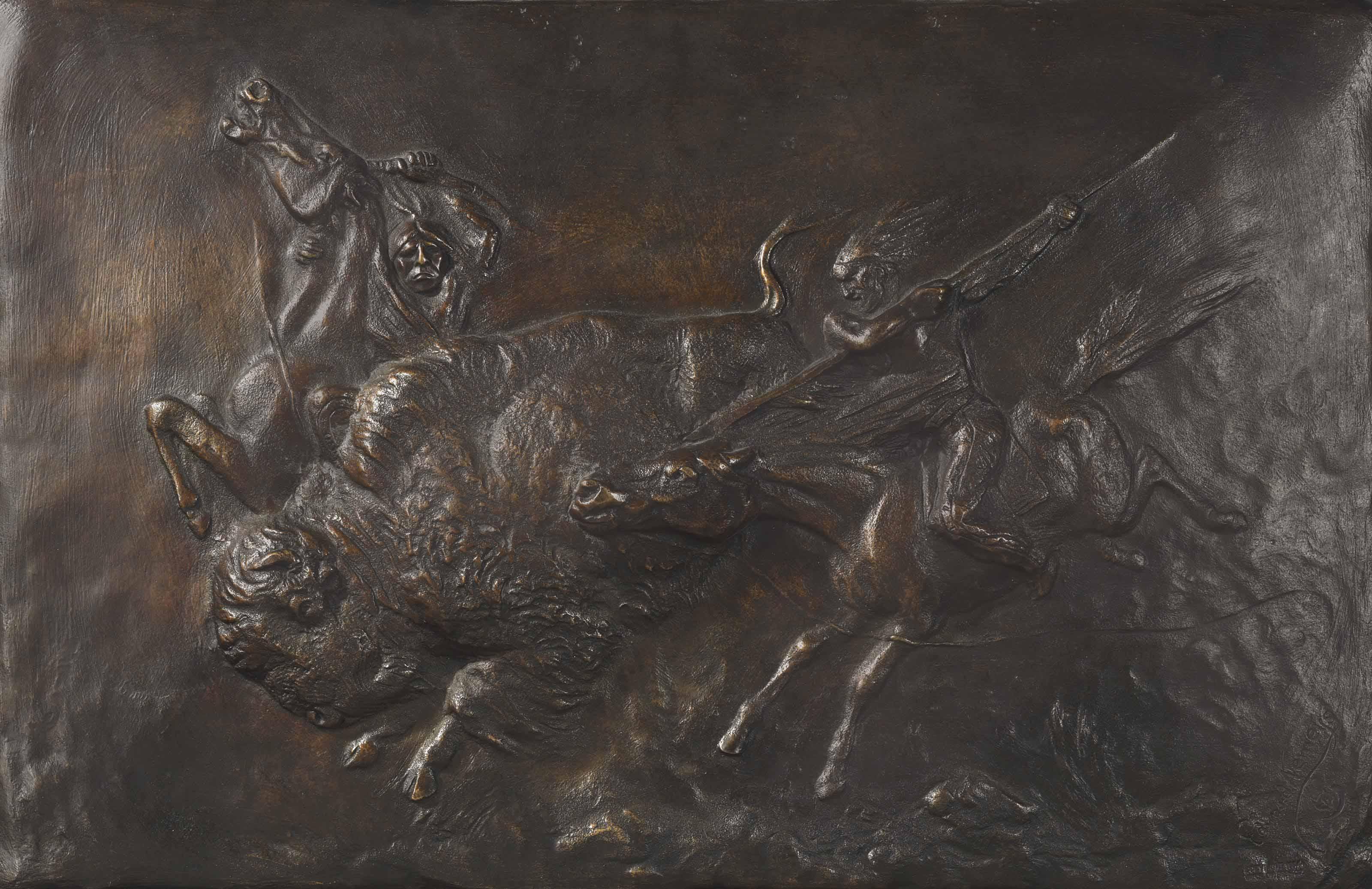 Edward Kemeys - Buffalo Hunt