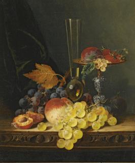 Edward Ladell - Still Life With A Tazza, Fruit And A Wine Glass