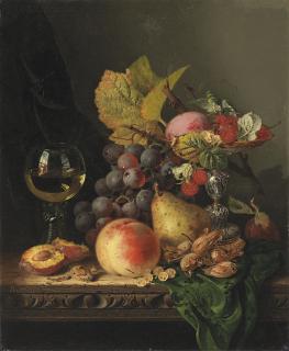 Edward Ladell - Still life with grapes and a glass of wine